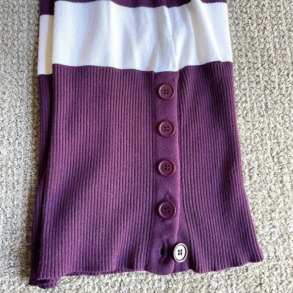 Striped Long V-Neck Knit Sweater Top Cap Sleeve SMALL SAY WHAT - Picture 4 of 8